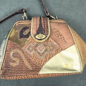 Vintage Nas Bag Alentino Western Faux Leather Shoulder Bag Purse Patchwork Brown